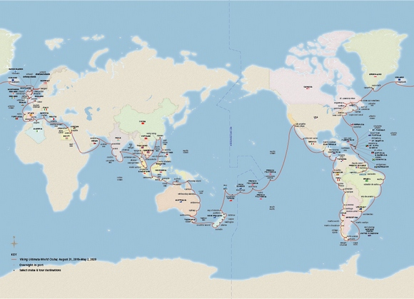 Mapa krstarenja pokazuje da će putnici imati priliku da zaista obiđu planetu